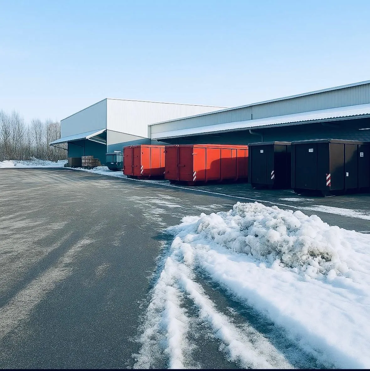 Geräumter Containerplatz einer Wohnanlage